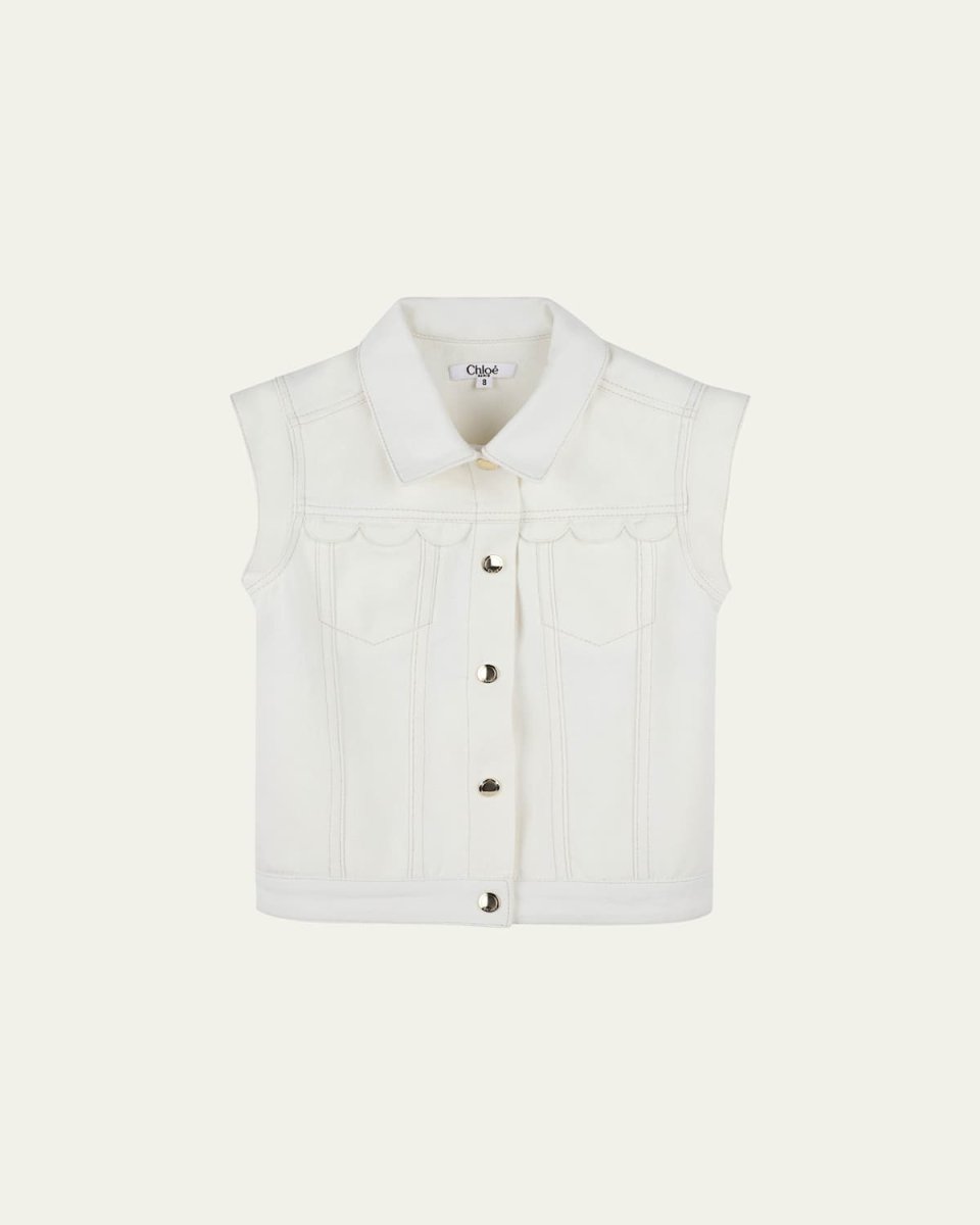 Girl's Denim Sleeveless Waistcoat, Size 8-14